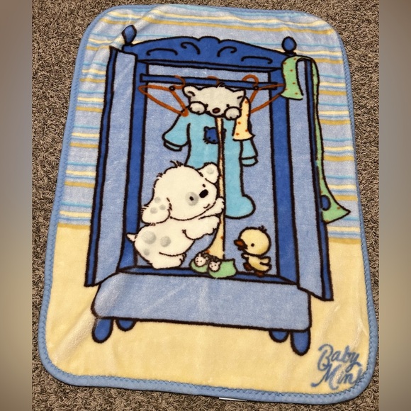 World of Baby Mink Vintage Bear Puppy Dog Duck Pajamas Closet Plush Baby Blanket